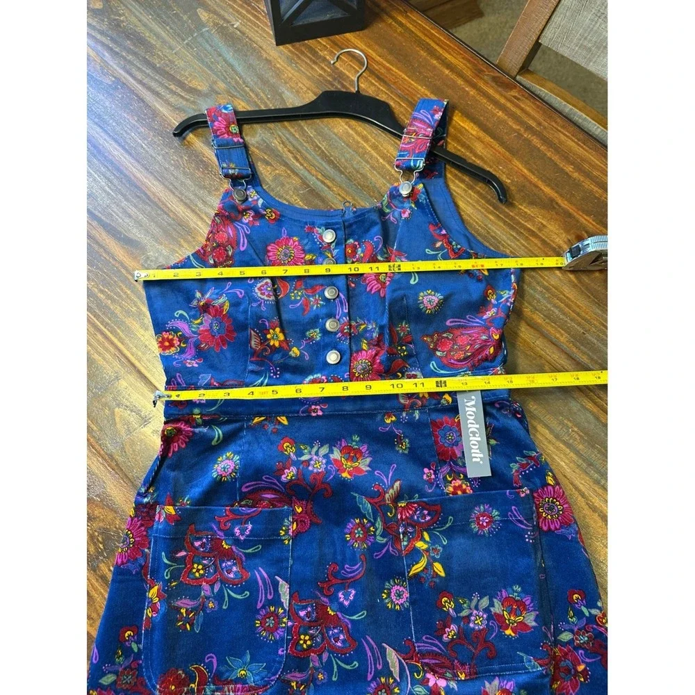 ModCloth Dress Padma Paisley Navy Corduroy‎ Pinafore Medium Jumper NWT